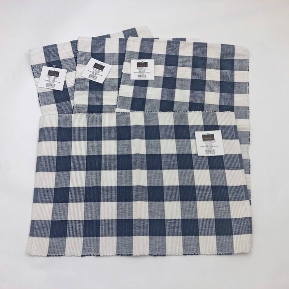 Madison Buffalo Check Sky & White Place Mats Set 4 Aprox 13x18 inches - Picture 1 of 3